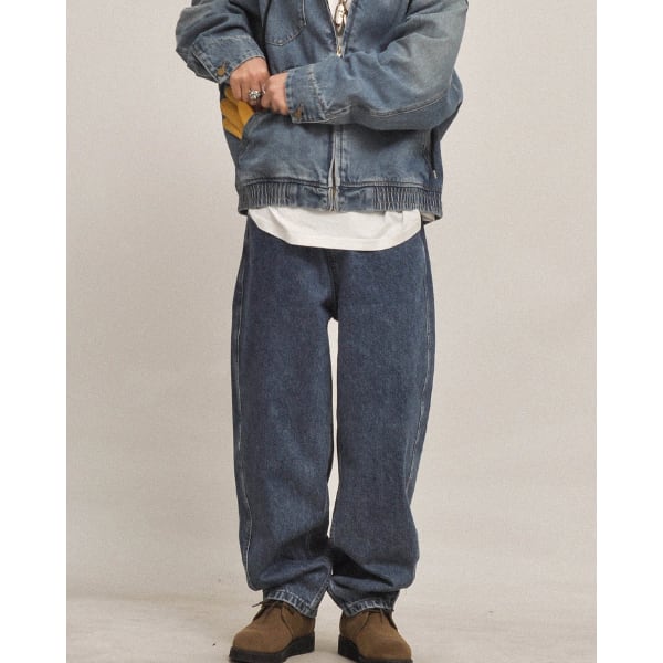 Wide silhouette denim pants C4154