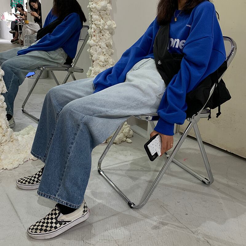 【新作】【送料無料】 自家製ジーンズの女性のルーズストレート 2020 新しいグラデーションワイドレッグパンツカジュアルスリムお父さんパンツ 0350632471966