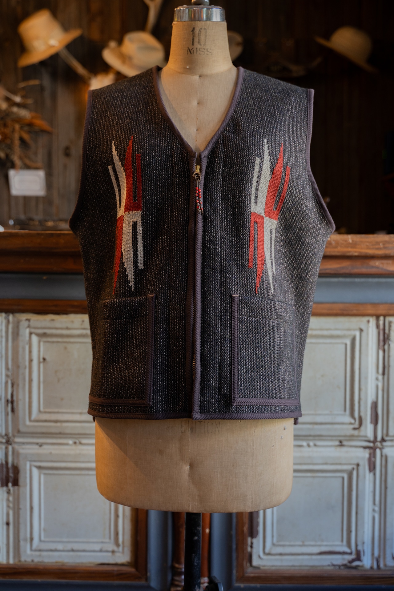 GYPSY&SONS SALT & PEPPER SANTA-FE VEST D.BROWN