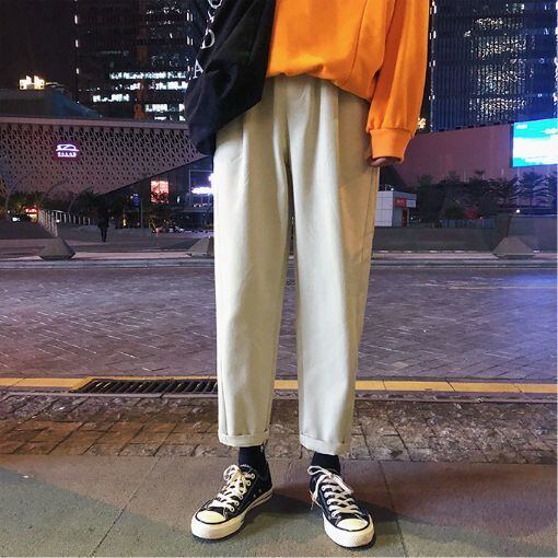 全4カラー ストレートパンツ 無地 カジュアル ウエストゴム