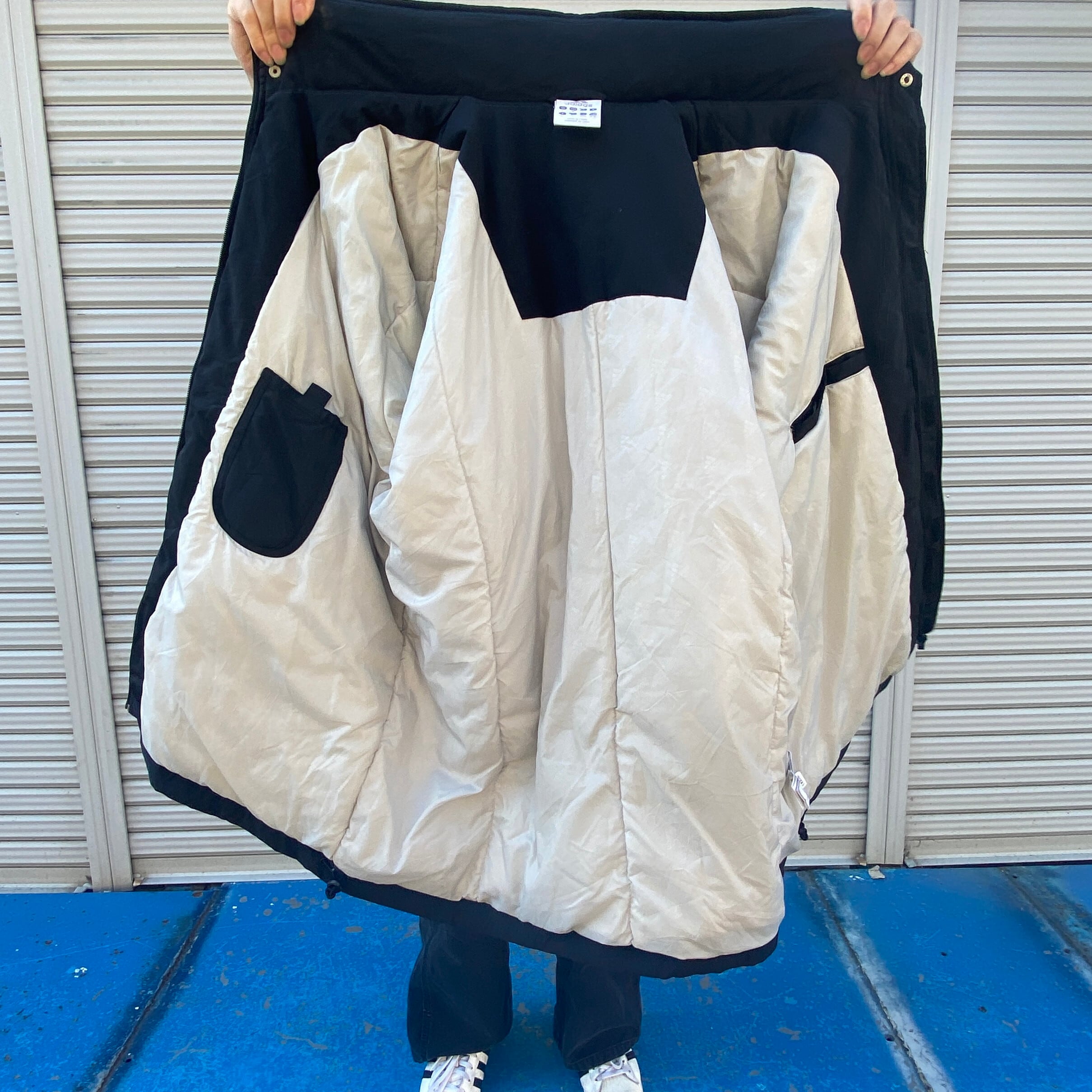 00年代 adidas アディダス フード収納型 中綿 ナイロンジャケット