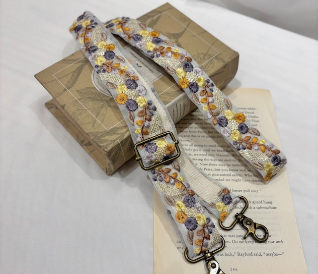【長さ調整可能！】インド刺繍リボン ショルダー(A71-10)⑤