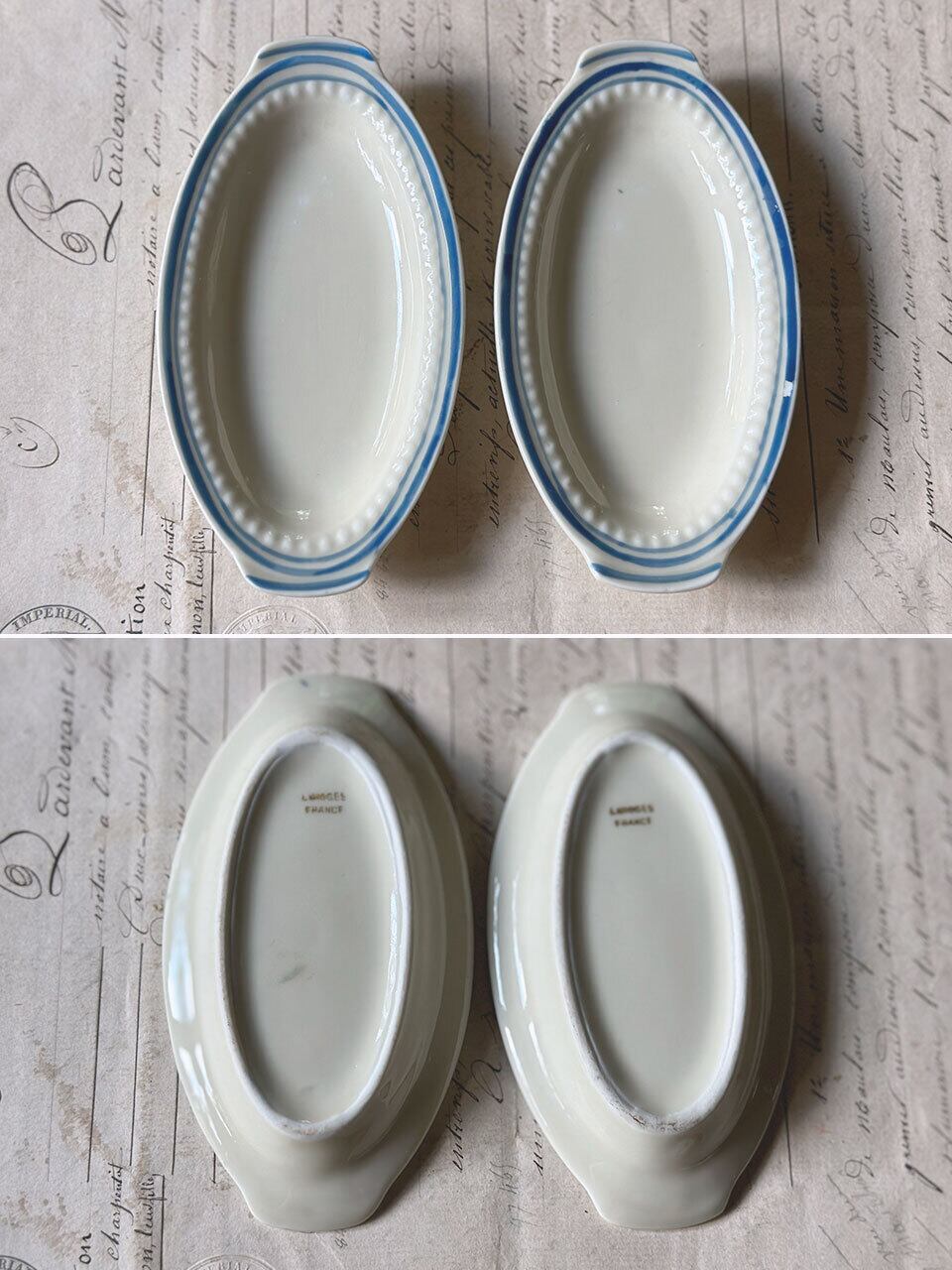 LIMOGES ディネット 水色ライン ミニチュア食器6点セット | Brocante