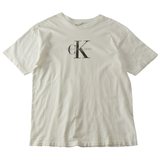 1990's "Calvin Klein" S/S Vintage Logo Printed T-shirt L-XL Made In USA /  90年代 カルバンクライン ヴィンテージ ロゴプリントTシャツ USA製 シングルステッチ 90s ビンテージ | marron vintage