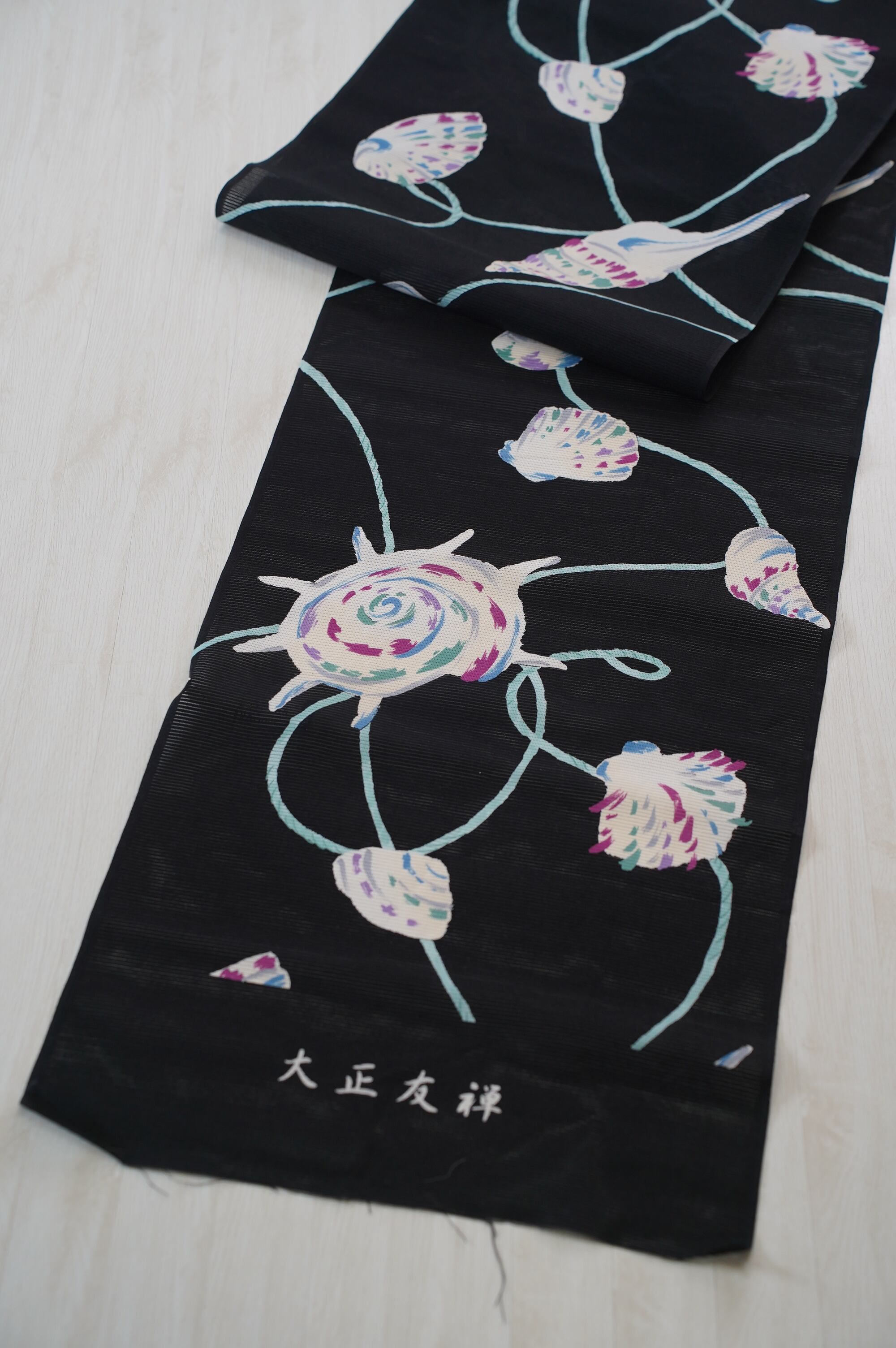 ゆかた（反物）新江戸染牡丹尽くし（ムラサキ）反物販売注染東京本染め
