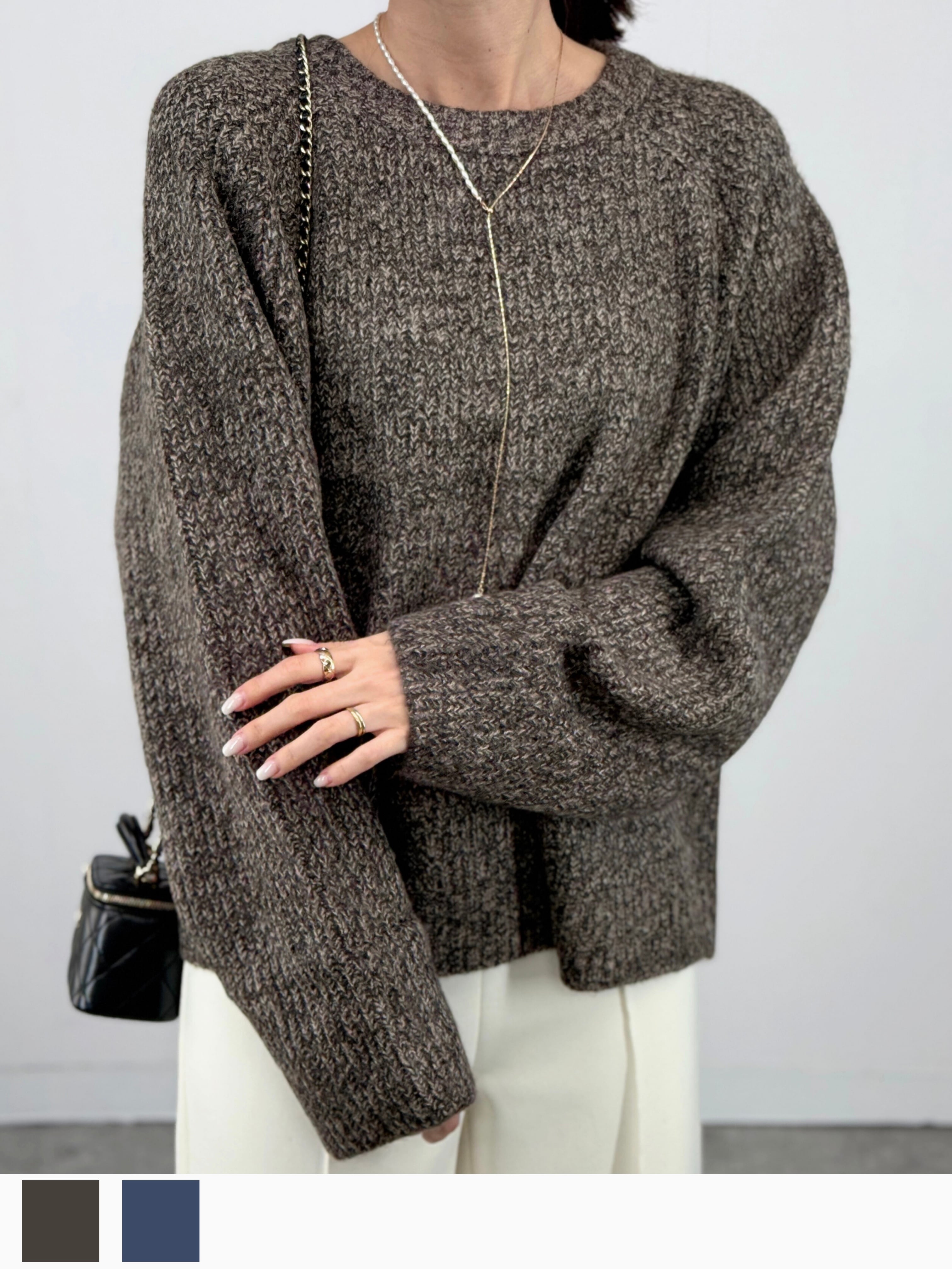 ニュアンスメランジニットトップス