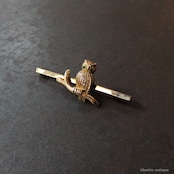 英国アンティークジュエリー 15ct・9ctゴールド フクロウ バーブローチ(鑑別書付)