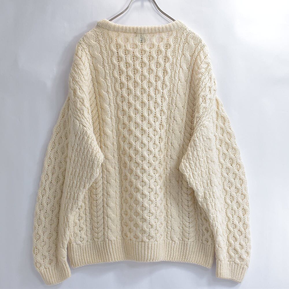 お値下げ中‼︎ 90s 古着 フィッシャーマンニット  アランニット ゆったり MADE IN IRELAND 90s inis crafts タートルネック ケーブル編み アラン
