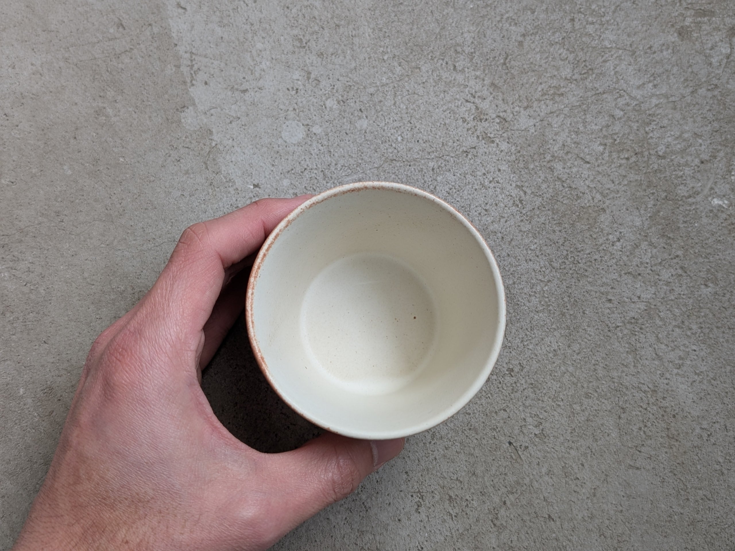 益子焼　糠白釉青掛流蕎麦猪口 益子焼 糠白釉青掛流蕎麦猪口