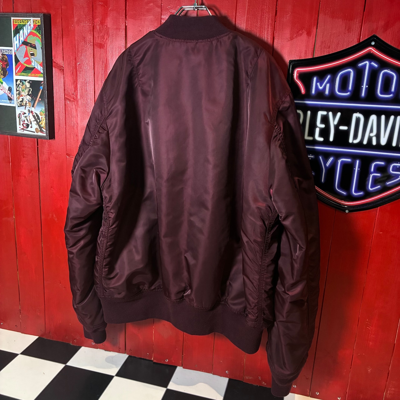 90s ALPHA INDUSTRIES MA-1 フライトジャケット バーガンディ アルファ