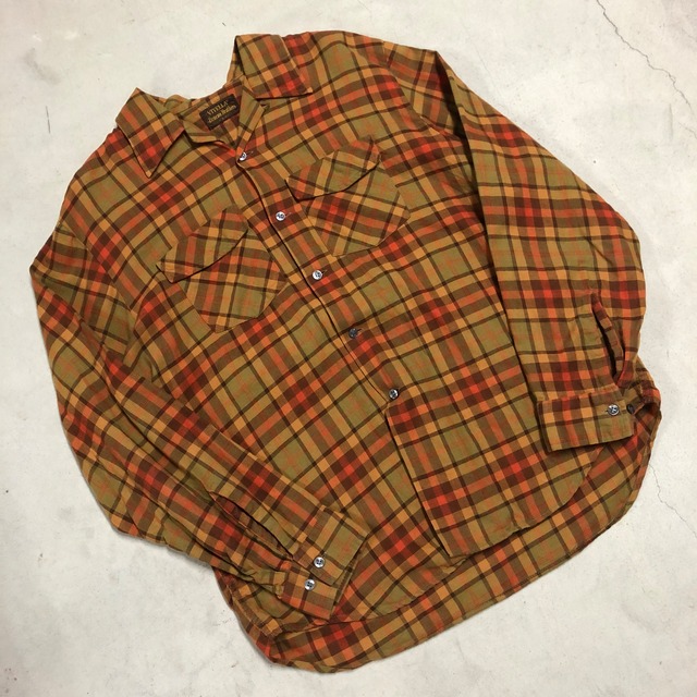 ⊕1960'S VIYELLA ORANGE WOOL CHECK SHIRT