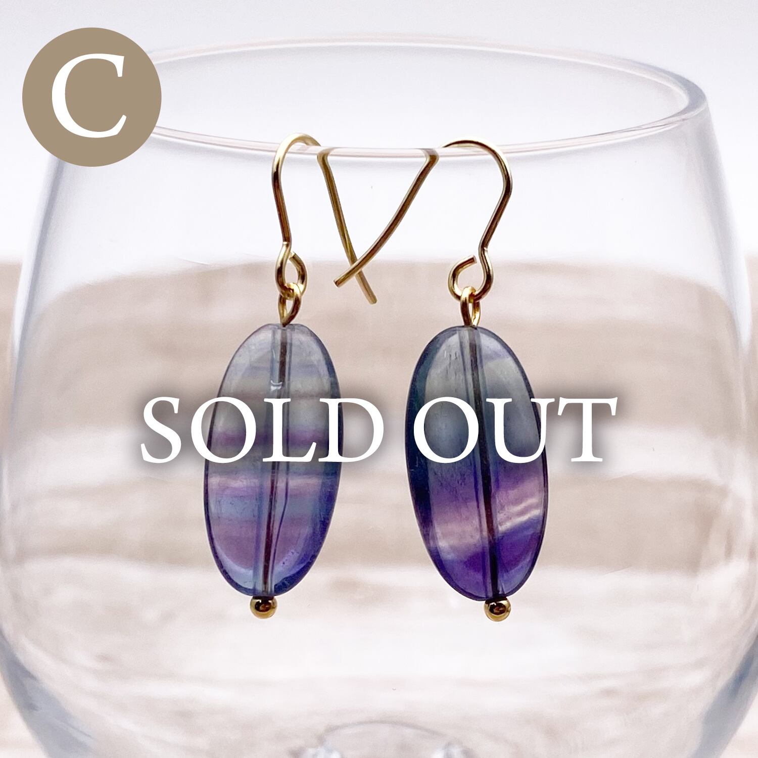 美しいフローライト20x10mm ピアス各種 18kgpフック イヤリング