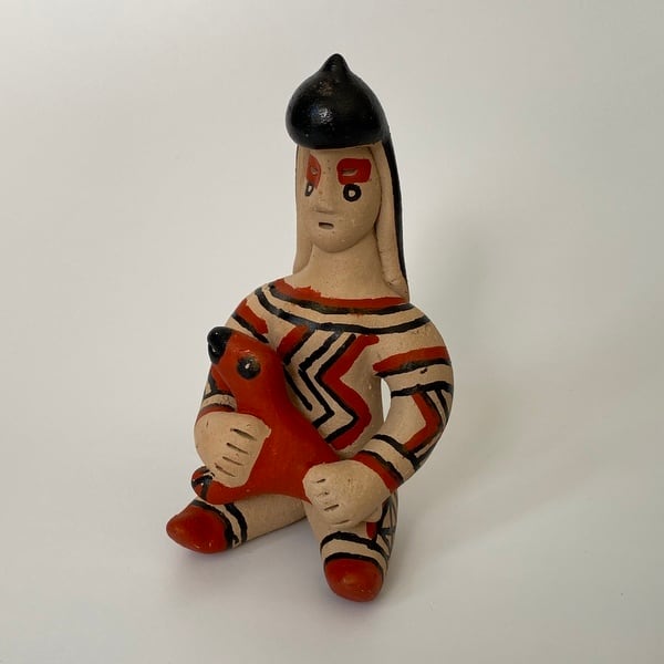 ブラジル カラジャ族 陶器 BONECA 人形＋鹿