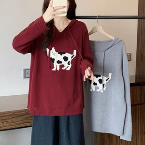 2色／アニマルモチーフニットプルパーカ ・73826