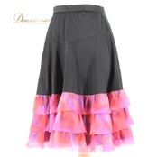 社交ダンス 衣装 スタンダード スカート レッスンウェア レディース SEKINE セキネ 紫 黒 ブラック系 パープル系 ピンク系 フリル 練習着 社交ダンス スカート レディース セキネファッション 日本製 練習着 ファスナー付き フリルスカート ステージ衣装 ダンス用スカート 多色コーディネート おしゃれ レッスンウェア 練習用衣装 アセテート ポリエステル 動きやすい おすすめ Lサイズ 高品質 スカートスタイル フルスカート