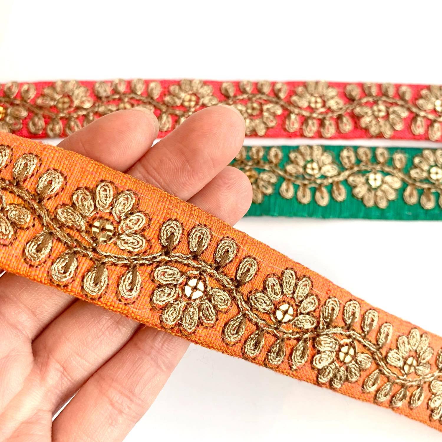 SALE〉ツタ模様インドゴールド刺繍リボン（1mカット） | Dua