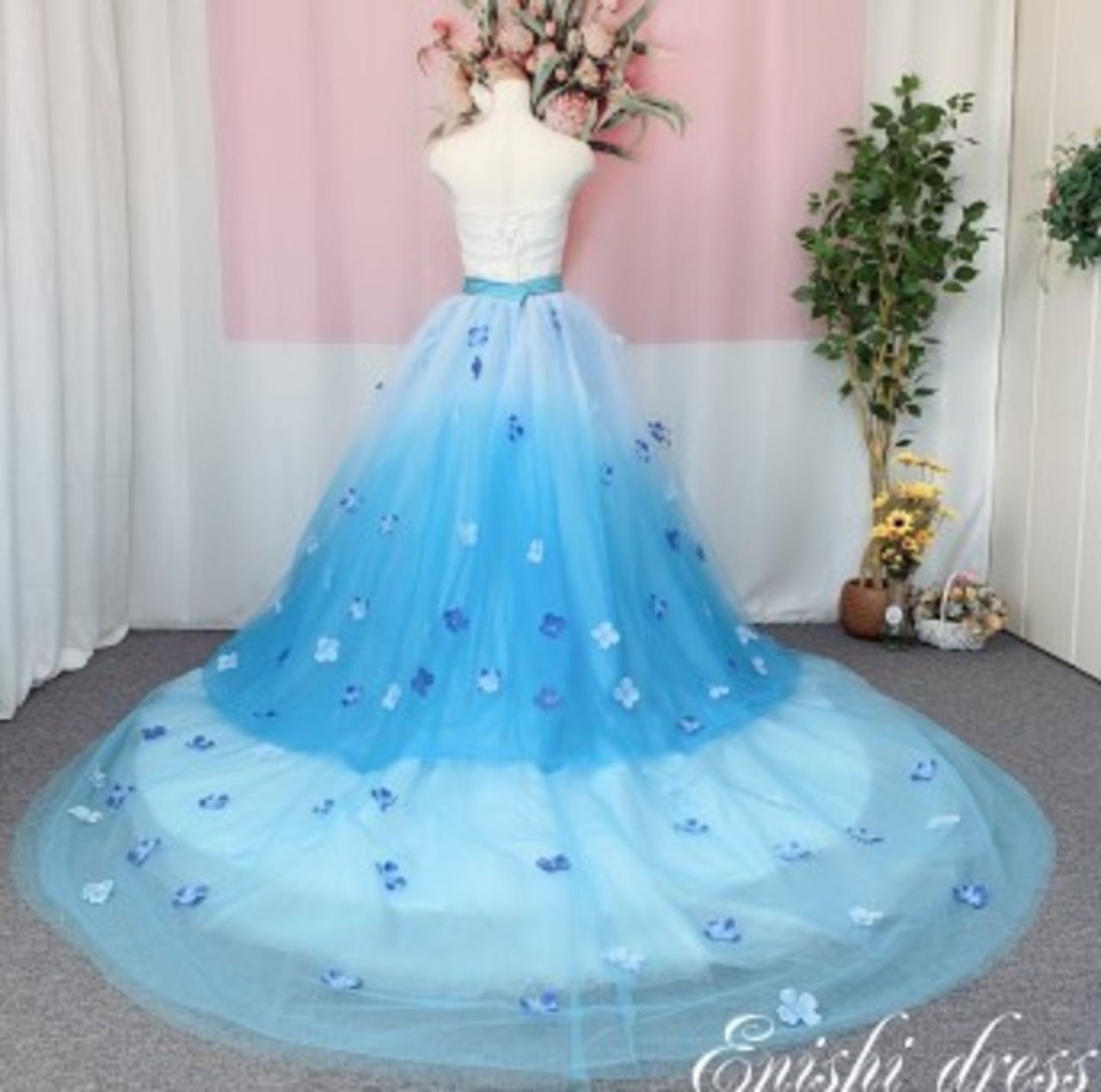 美品！ オーバードレス/オーバースカート 青/ブルー 花嫁 