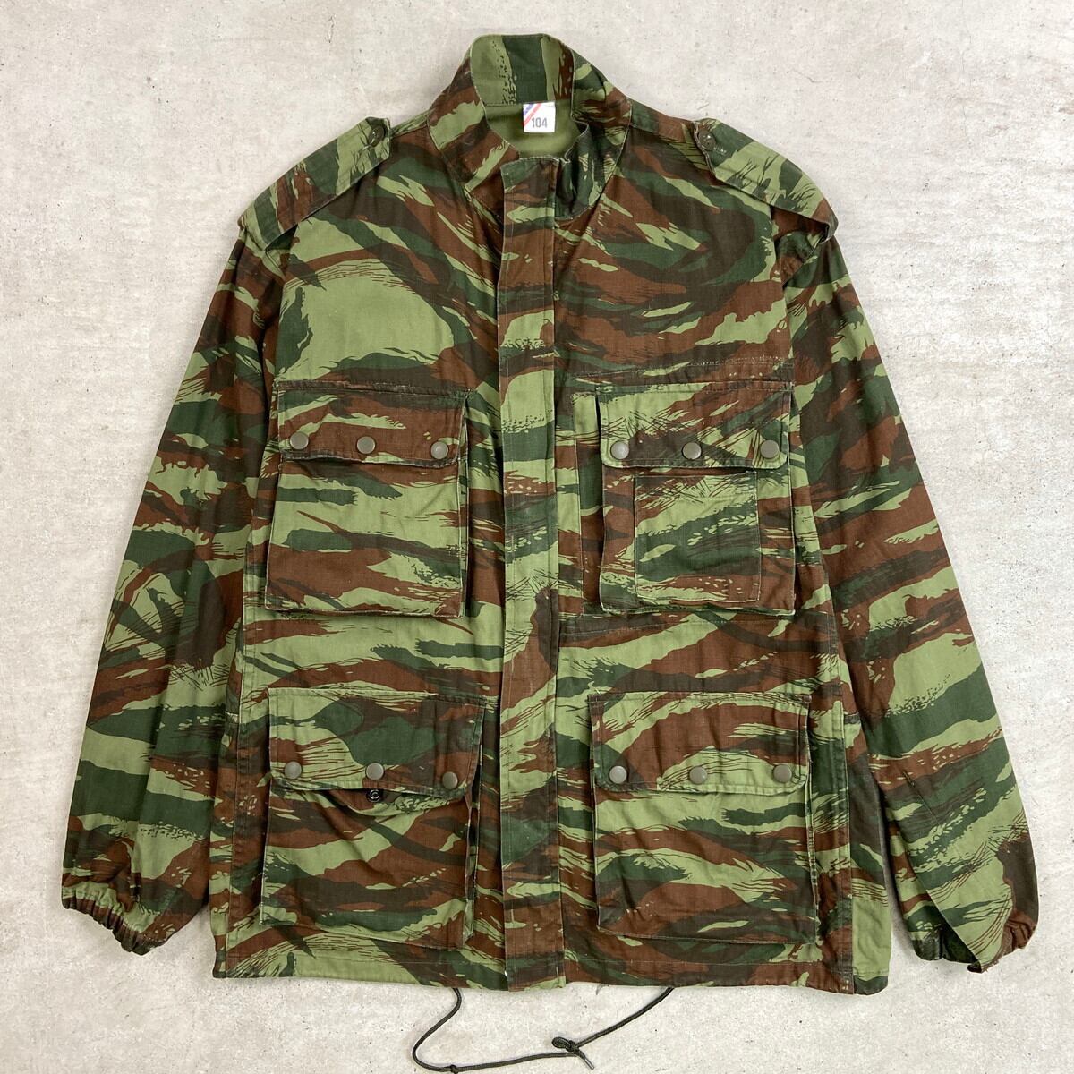 80年代 民間品 フランス軍 リザードカモ M-47 TAP47/56タイプ パラトルーパージャケット メンズL相当 古着 60s ヴィンテージ VINTAGE 迷彩 総柄 カーキグリーン オリーブグリーン ブラウン 緑 茶色 80年代 民間品 フランス軍 リザードカモ M-47 TAP47/56タイプ パラ