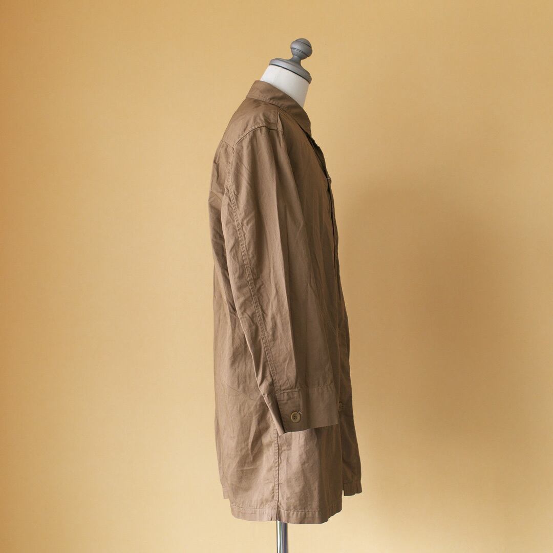 Manual Alphabet マニュアルアルファベット gaberdine overdyed shirt coat 2 製品染めコットンギャバシャツコート2・ブラウン【メンズ】