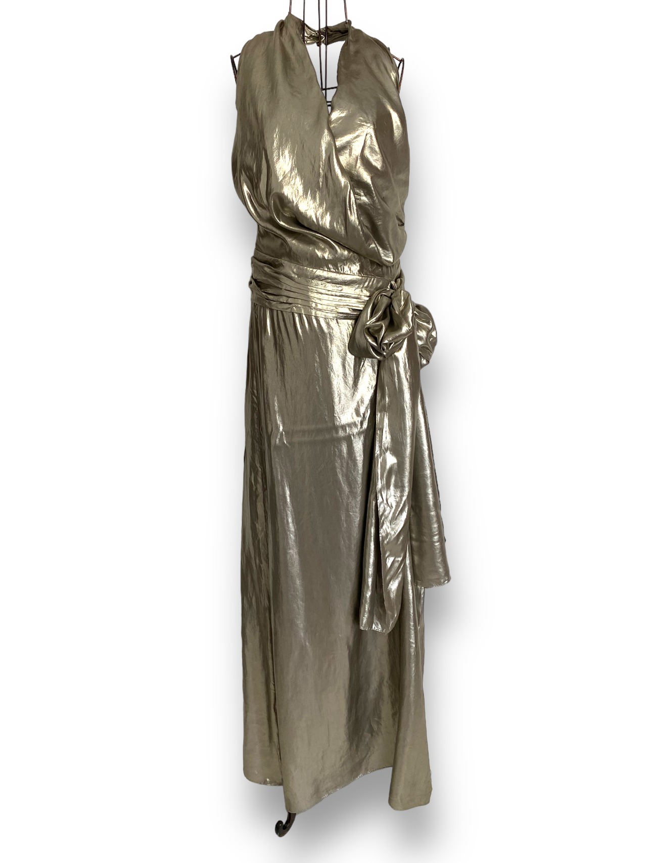 Metallic holder neck dress