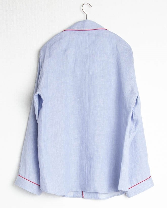 ﾒﾝｽﾞﾊﾟｼﾞｬﾏ リネン100% ブルーダンガリー（パイピング赤） | パジャマ