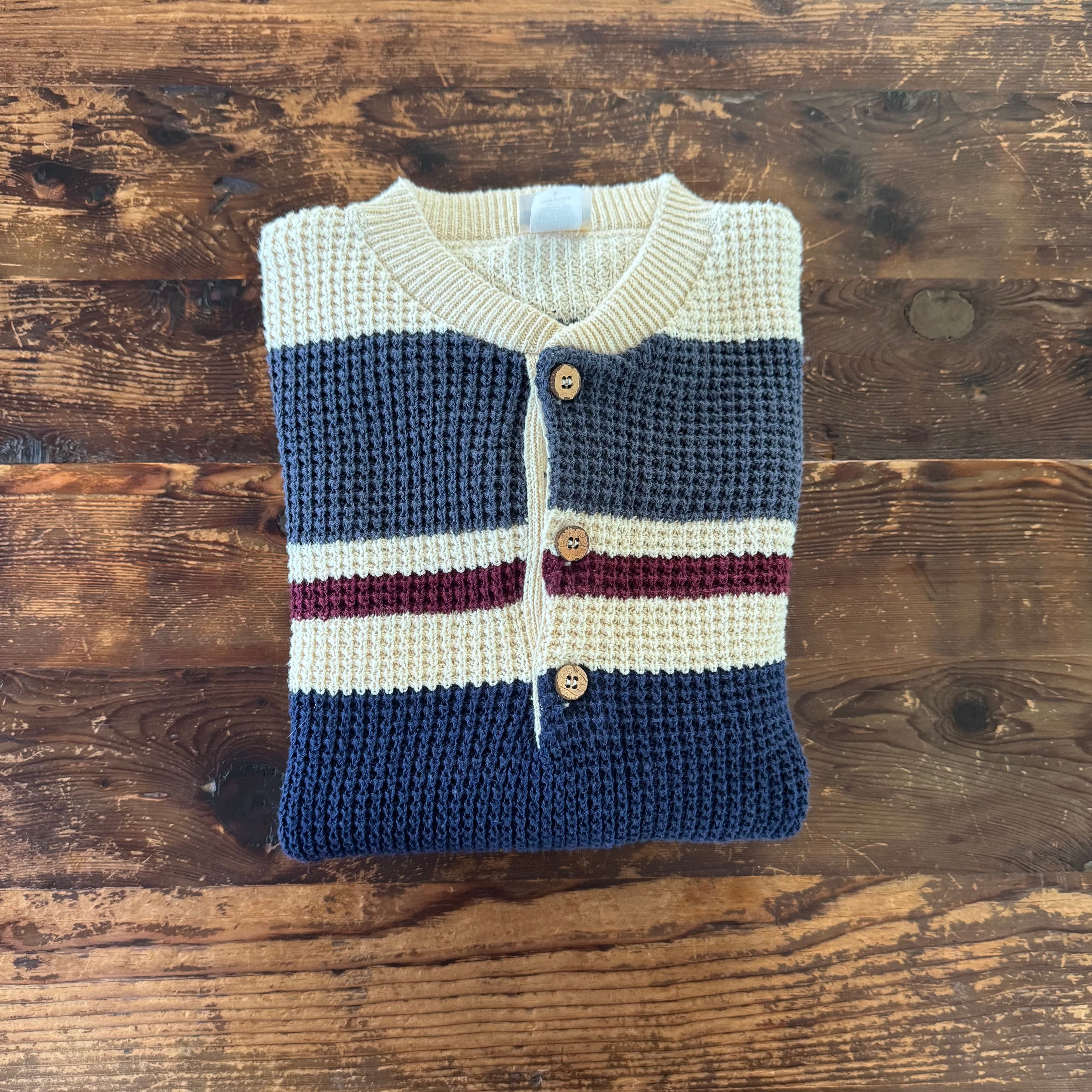 Circa 1990's DEADSTOCK GreatLand Sportswear Henley Neck Cotton Knit Sweater L