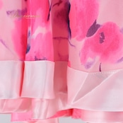 社交ダンス 衣装 ワンピース ドレス ピンク系 パープル系 ピンク 紫 花柄 明るい 蛍光 光沢 パーティ 発表会 ダンス 薄手 かわいい おしゃれ 花模様 大人用 フェミニン 女性用 光沢感