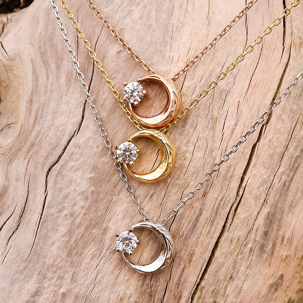 【年始セール】ハワイアンジュエリー 月と石 ムーンネックレスgns8231