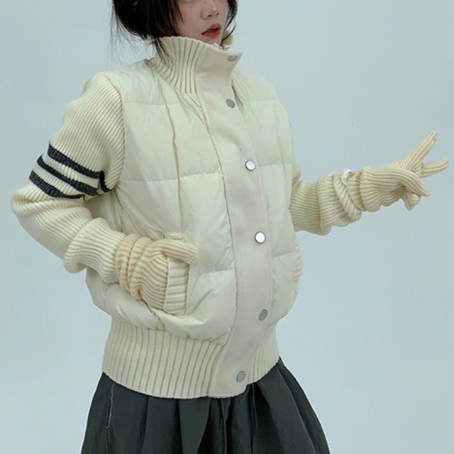 knit sleeve switch jacket　ニットスリーブ切り替えジャケット　J1581