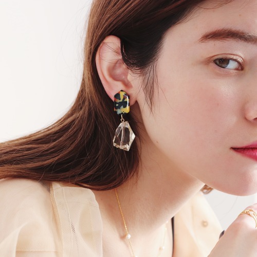 EARRINGS || 【通常商品】 MARBLE & STONE EARRINGS (MULTI COLOR×CLEAR) || 1 EARRINGS || MULTI COLOR || FBA050