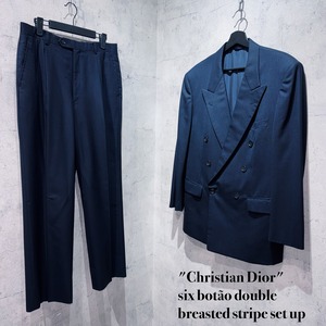 "Christian Dior"six botão double breasted stripe set up