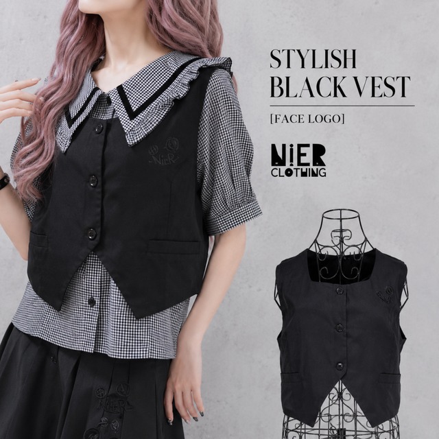 《お盆SPECIALばら撒きプレゼント》STYLISH BLACK VEST【FACE LOGO】