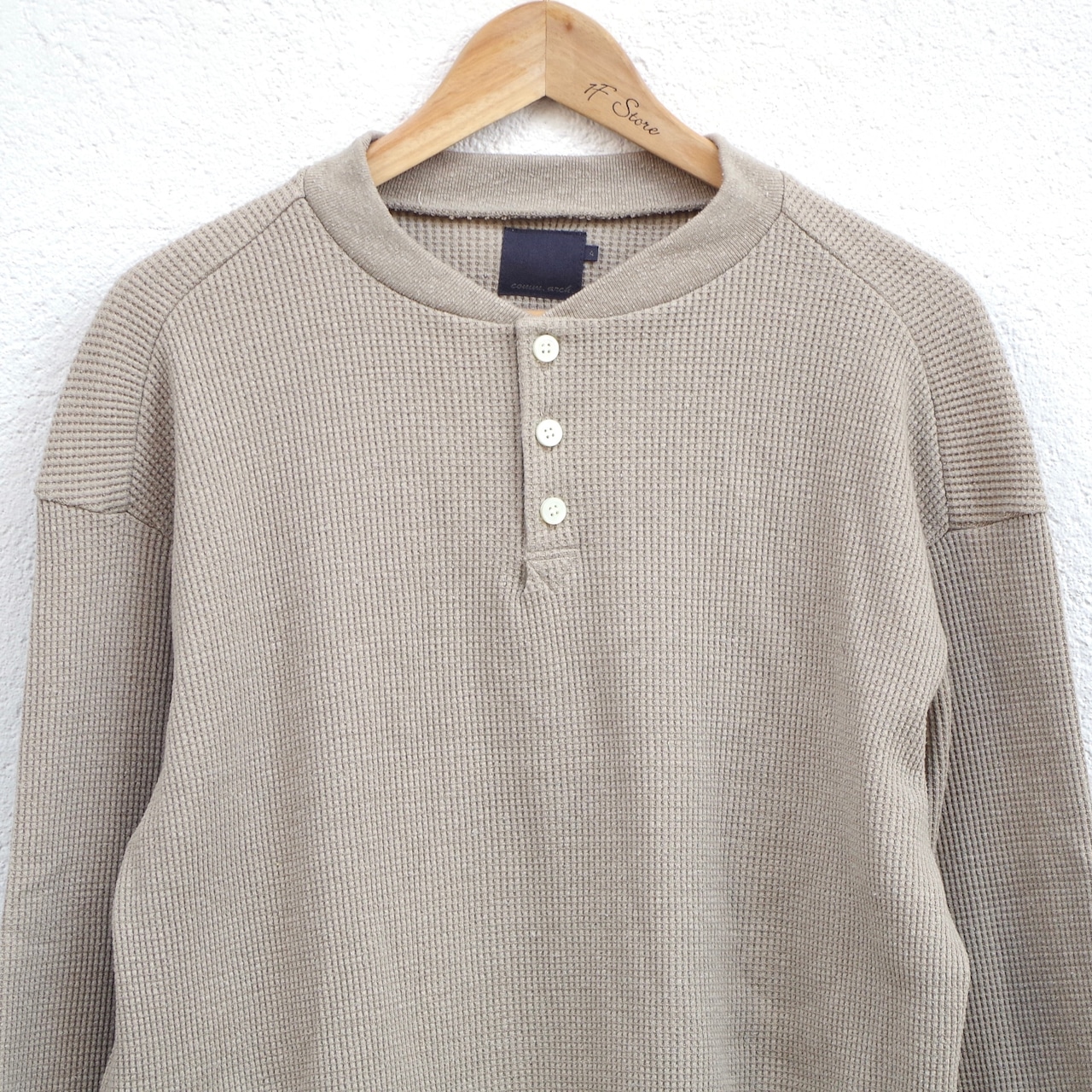 comm.arch. Cotton Silk Waffle Henley L/S  再入荷