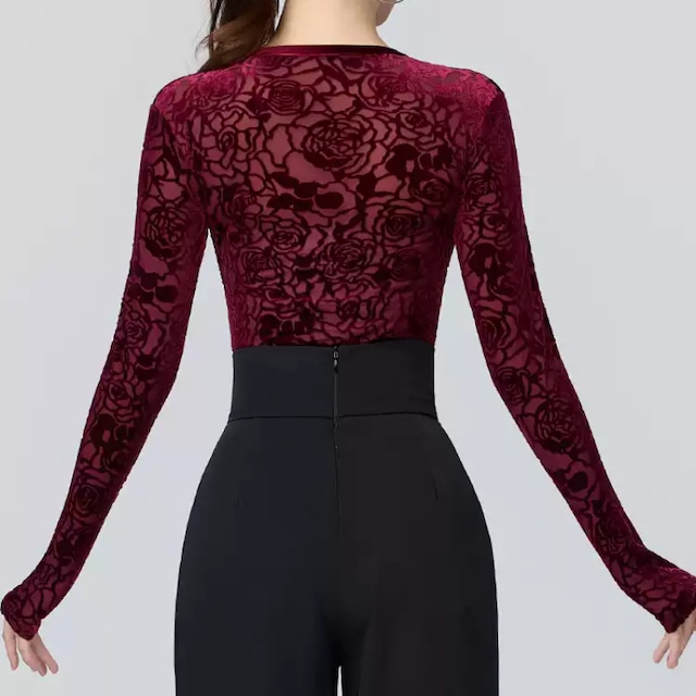 ロングスリーブ Vネック レース ( レオタードタイプ) ds1252