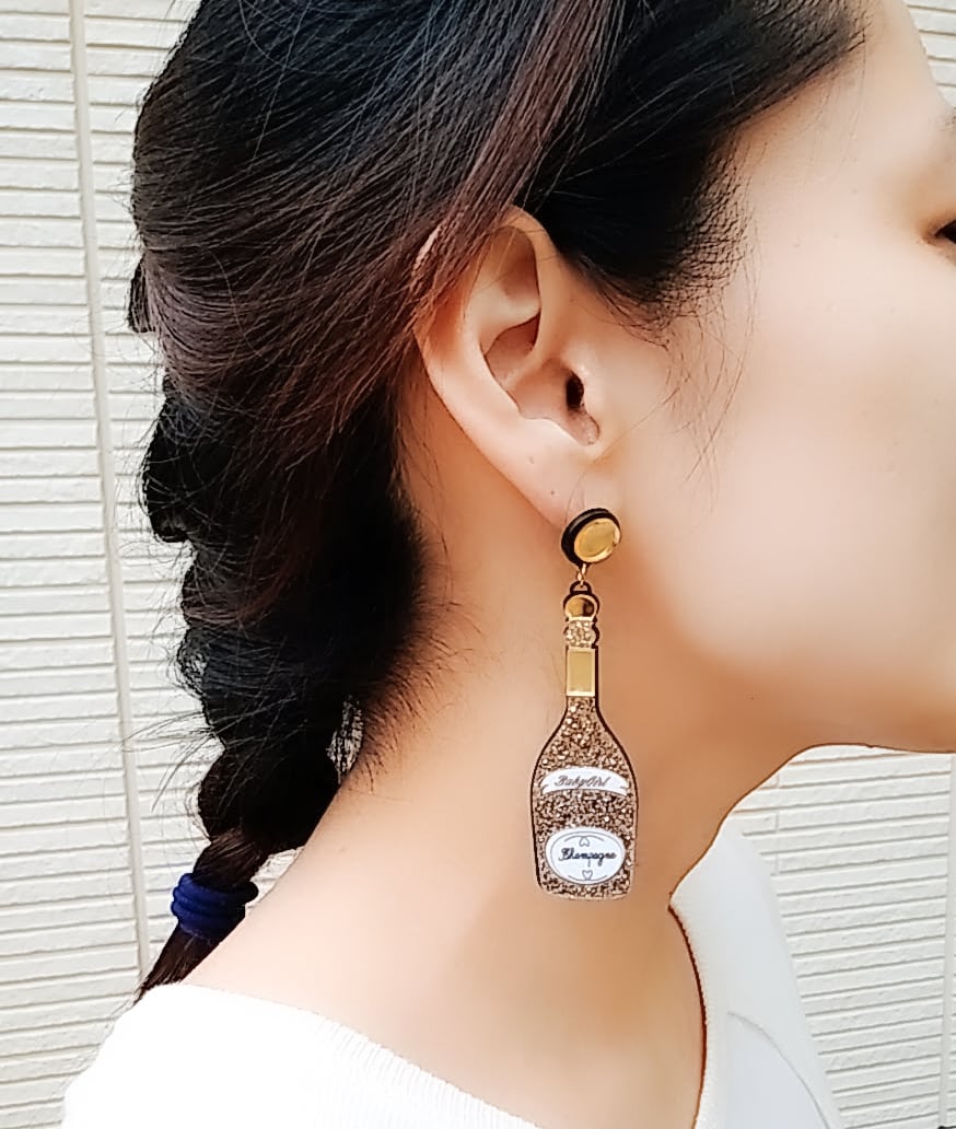 シャンパンピアス イヤリング シャンパンボトル パーティ パーティアクセサリー 女子会 イベント おしゃれ