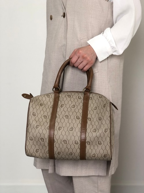 Christian Dior クリスチャン ディオール ハニカム ハンドバッグ ベージュ PVCレザー ボストンバッグ vintage ヴィンテージ オールド y2sxs7