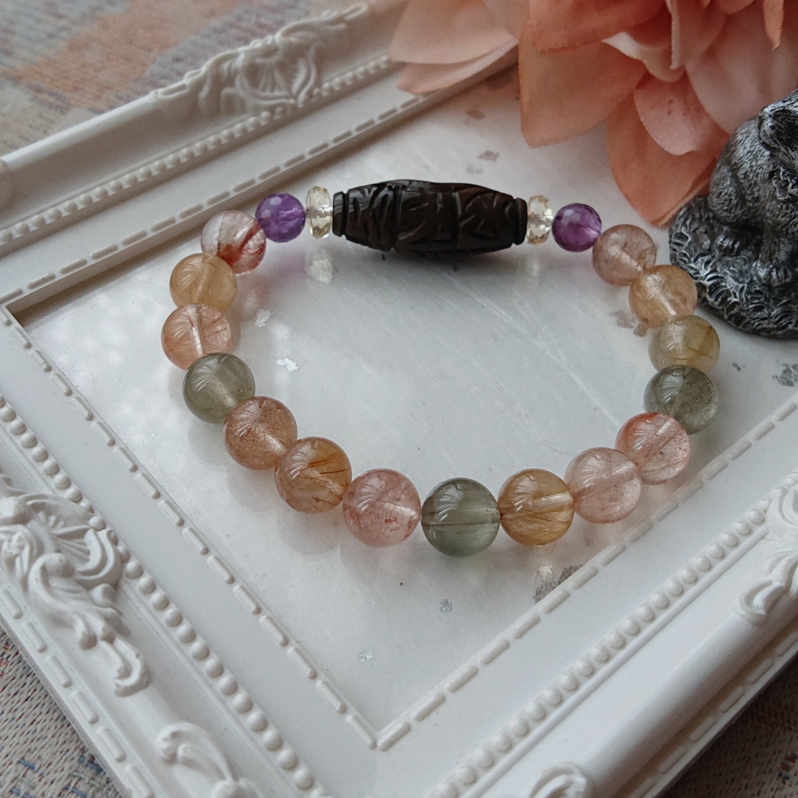 龍眼天珠とMIXルチルのブレスレット | luna&lapin めちゃくちゃ綺麗
