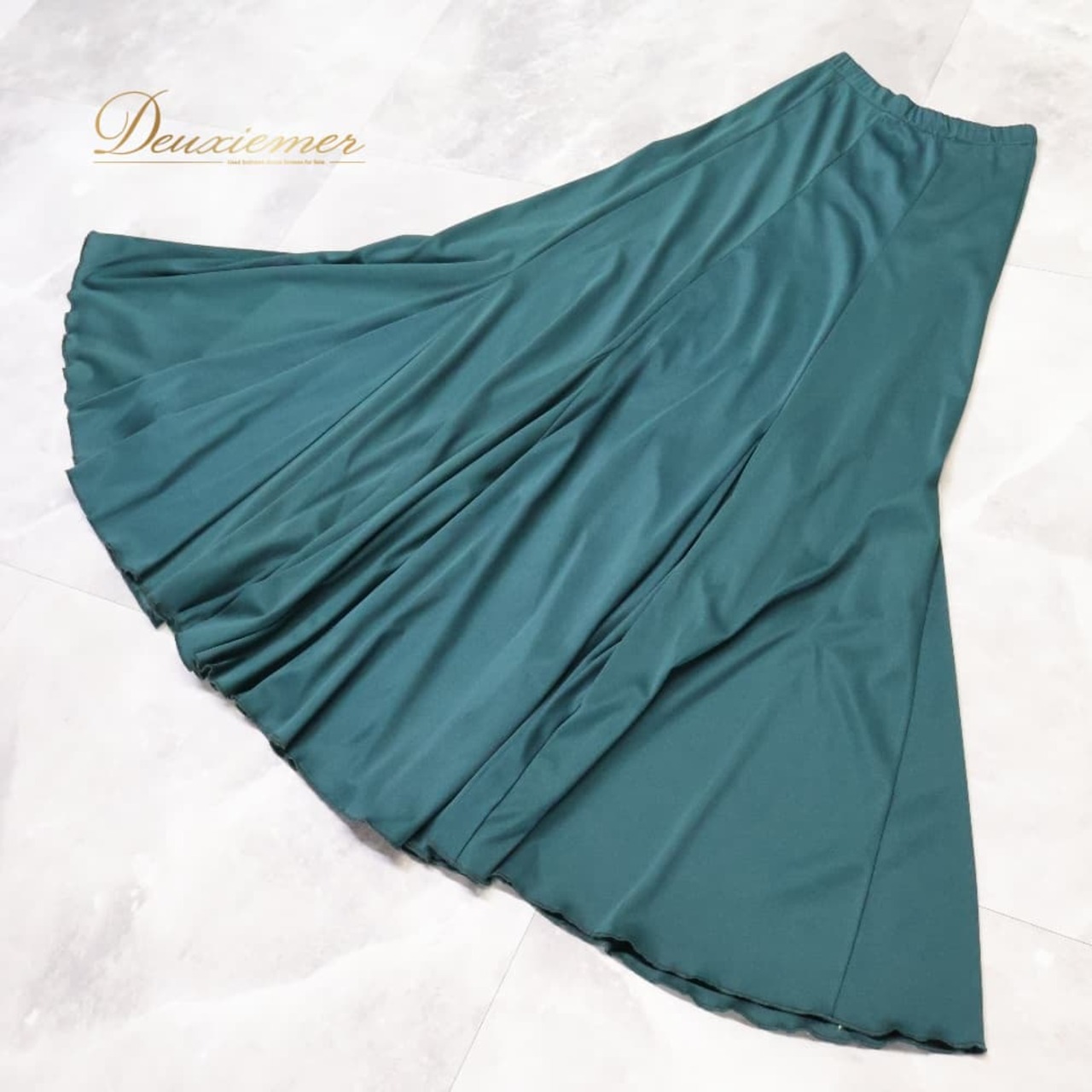 フラメンコ 衣装 ファルダ スカート グリーン系 緑 HAPPY DANCE スペイン製 伸縮 ストレッチ 無地 レッスン 練習着 ダンス パーティ 発表会 練習用 レッスン用 ダンス衣装 レディース フラメンコレッスン パーティー衣装 舞台衣装