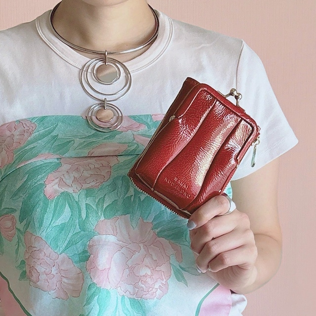 がま口ポーチのお財布 【苺】