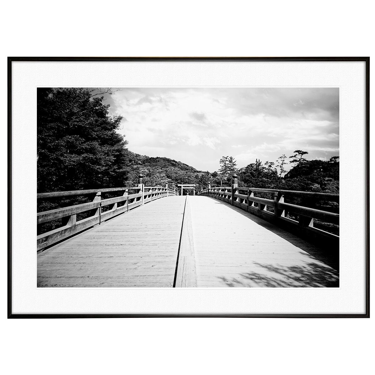 日本写真 三重県 伊勢神宮 皇大神宮(内宮) 宇治橋 インテリア モノクロアートポスター額装 AS4196