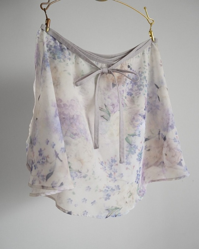 【Moraine】Multi-Print Wrap Skirt with Waist Ribbon 3color P0025
