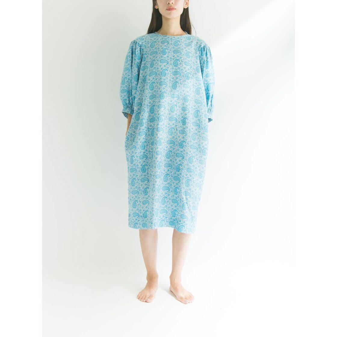 JIM THOMPSON】Made in Thailand half sleeve silk one-piece（ジム 