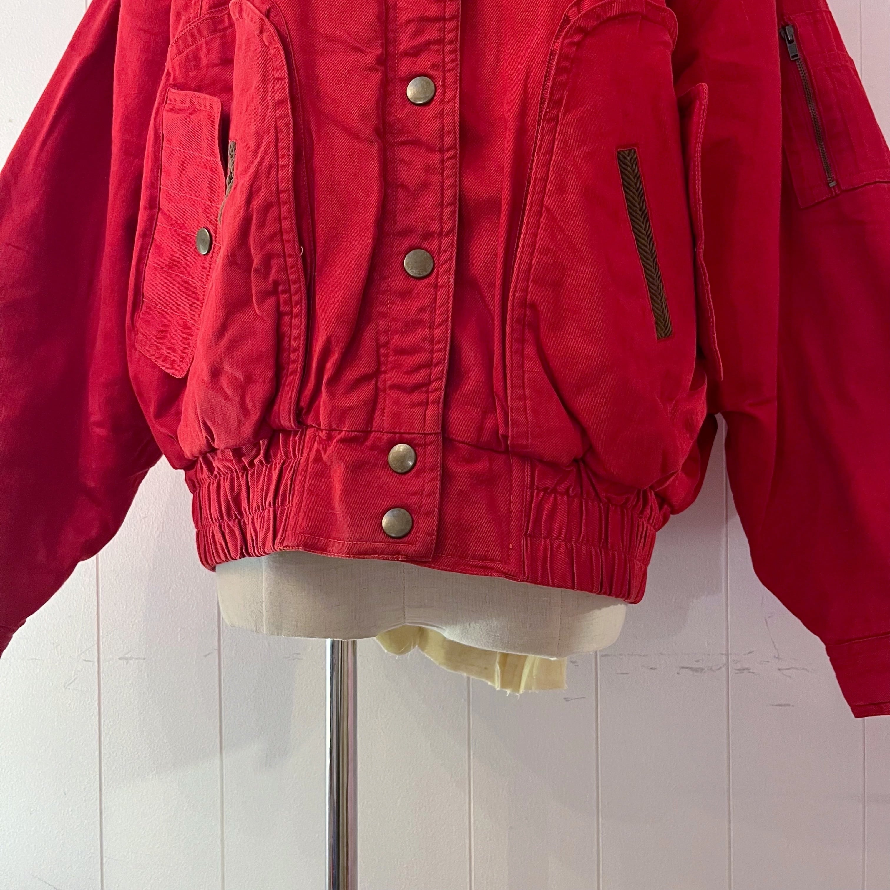 corduroy collar check liner red blouson