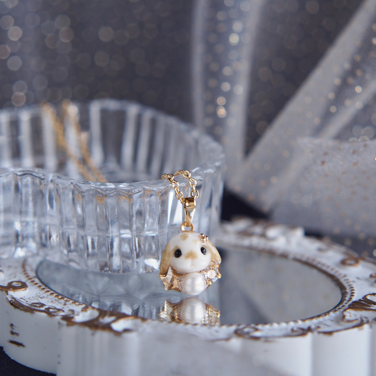 星うさぎネックレス（たれ耳）