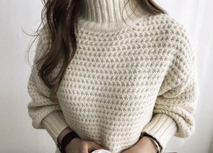 ワッフル編み　タートルニット　AJ1079-8040