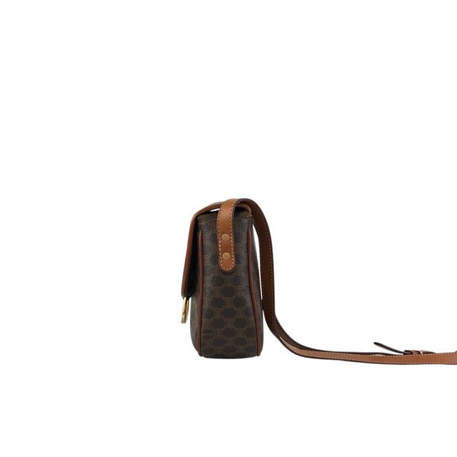 CELINE セリーヌ マカダム ショルダーバッグ ブラウン ホースビット PVCレザー ミニバッグ vintage ヴィンテージ オールド ffjd2x