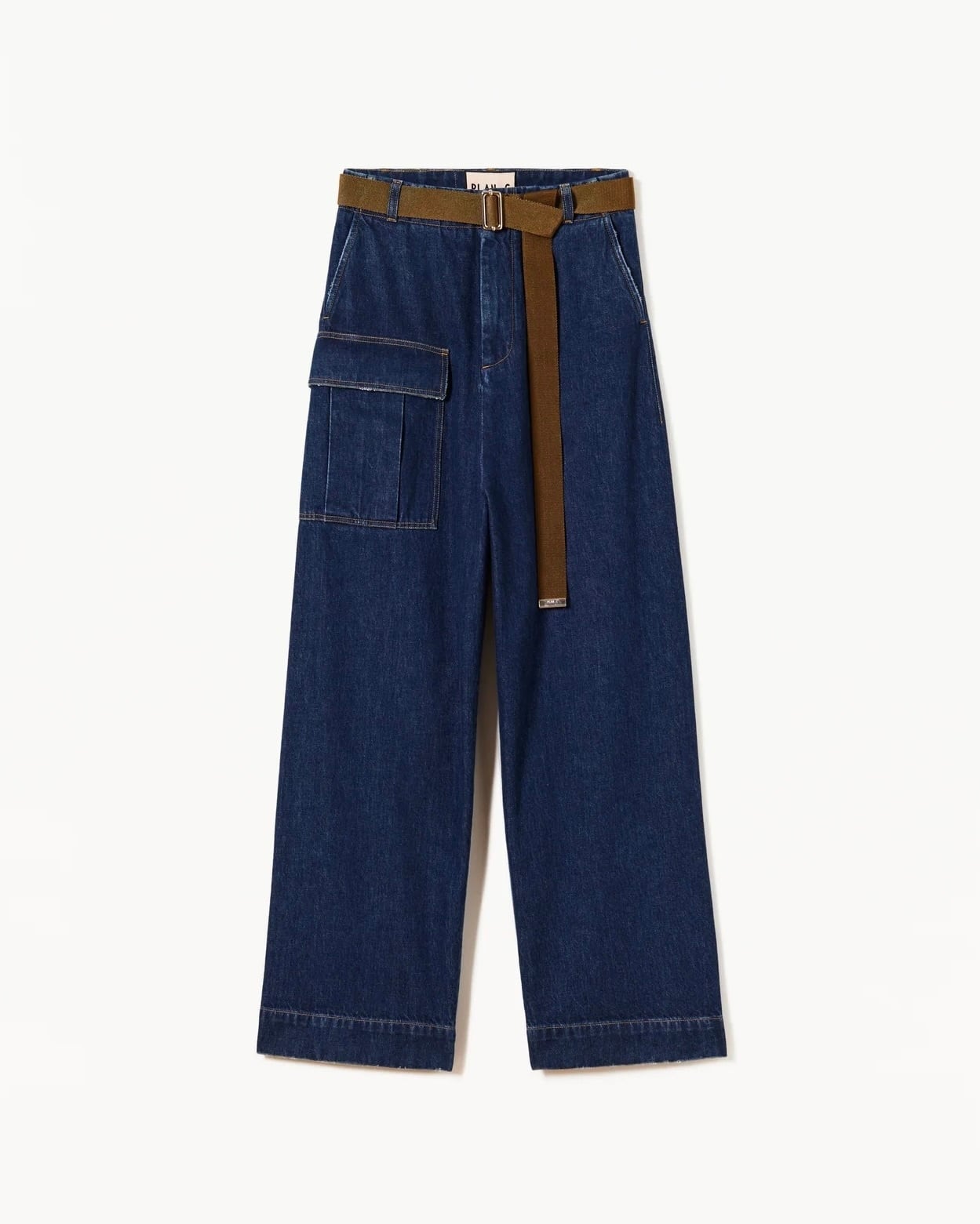 PLANC】ワイドレッグブラウンベルティッドジーンズ | idealclasse