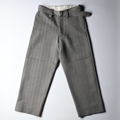 INTÉRIM / STRUCTURED DIAGONAL MELANGE WOOL DEADSTOCK BELTED MIL BAGGY TROUSER