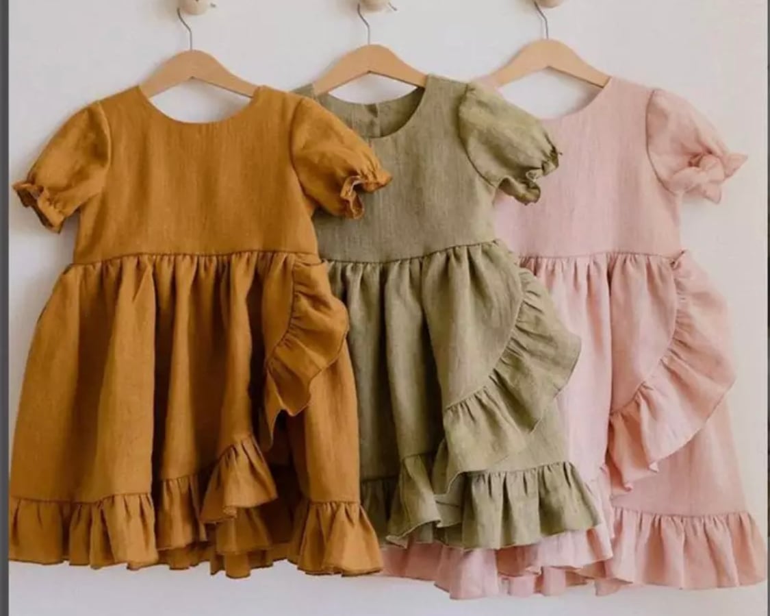 コットンパフスリーブドレス》》》》》ワンピース キッズフォト 春 夏 半袖 海外子供服 プチプラ 女の子 ナチュラル プリンセス ベビー キッズ