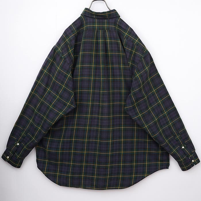ラルフローレン BDチェックシャツ XL ネイビー イエロー 緑 ポニー刺繍